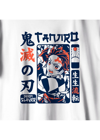 Біла футболка з принтом клинок розсікаючий демонів - танджиро камадо 8 No Brand