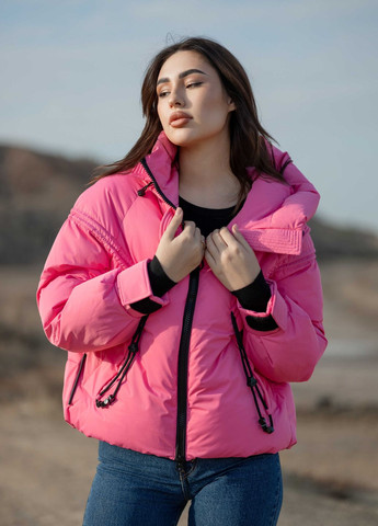 Розовая зимняя женская зимняя короткая куртка 940082 Towmy