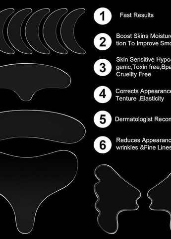 Багаторазові силіконові патчі для обличчя, шиї та декольте набір з 11 шт No Brand (266340430)