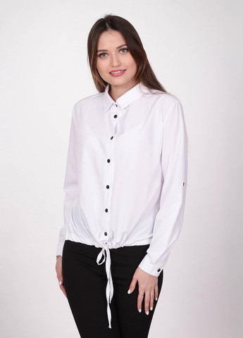 Белая блузка - рубашка женская 9773 однотонный софт белая Актуаль