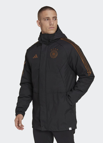 Черная демисезонная зимняя куртка dfb stad par adidas
