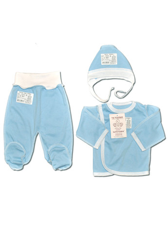 Блакитний демісезонний костюм для новонароджених no2 (3 предмети) тм колекція капітошка трійка Родовик костюм БХ-1