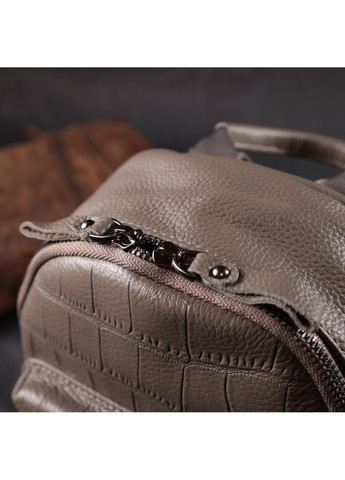 Женский компактный стильный рюкзак из натуральной кожи 22435 Серый Vintage (276461696)