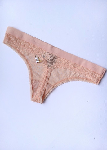 Трусики стринги женские кружевные Персиковые Victoria's Secret (271700533)