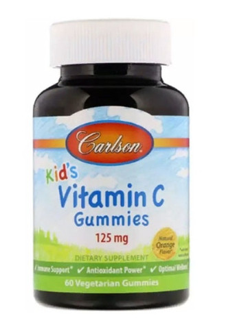 Kids Vitamin C Gummies 125 mg 60 Veg Gummies Orange Carlson Labs (256721882)