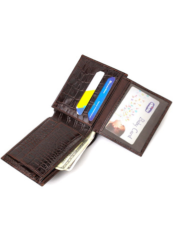 Модный кошелек для мужчин из натуральной кожи с тиснением под крокодила 21926 Коричневый Canpellini (259874109)