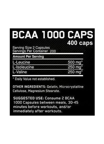 BCAA 1000 Caps 400 Caps Optimum Nutrition (258512157)