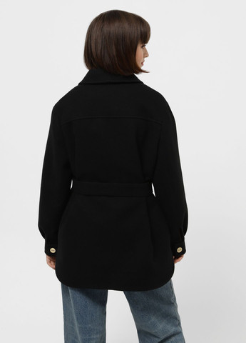 Черное демисезонное Пальто демисезонное черное 1921BL пальто-рубашка DANNA