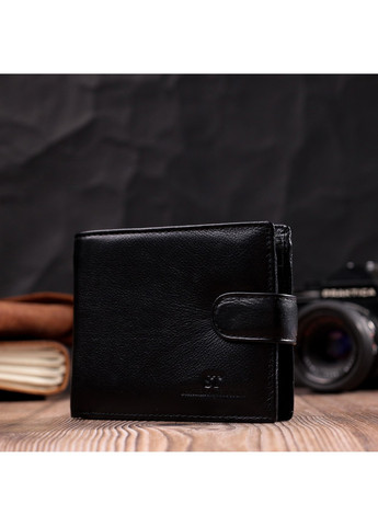 Чоловічий гаманець середнього розміру із натуральної шкіри 22444 Чорний st leather (277980464)