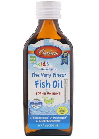 Kid's The Very Finest Fish Oil 6.7 fl oz 200 ml Natural Lemon Flavor Carlson Labs (256720767)