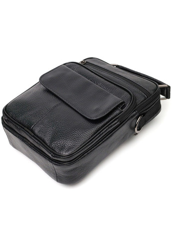 Цікава вертикальна чоловіча сумка з натуральної шкіри 21953 Чорна Vintage (267507116)