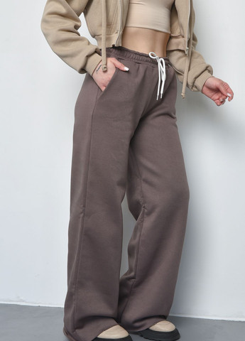 Спортивные штаны женские на флисе коричневого цвета Let's Shop (270364880)