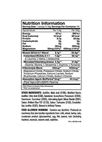 BCAA 9.7 348 g /28 servings/ Watermelon MUTANT (260786057)