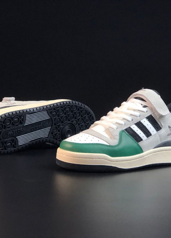Комбіновані Осінні кросівки чоловічі adidas forum low репліка сіро-зелені No Brand