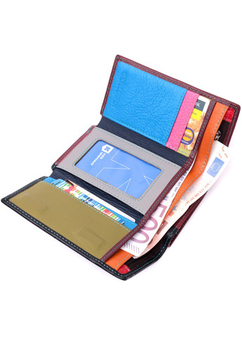 Місткий шкіряний гаманець у три складання для жінок 19444 Різнокольоровий st leather (277980481)