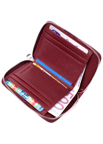 Симпатичний шкіряний гаманець для жінок на блискавці з тисненим логотипом виробника 19491 Бордовий st leather (278000966)