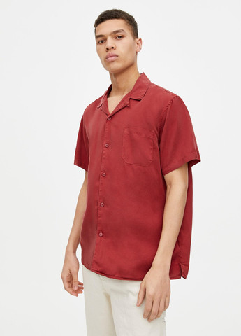 Бордовая рубашка Pull & Bear