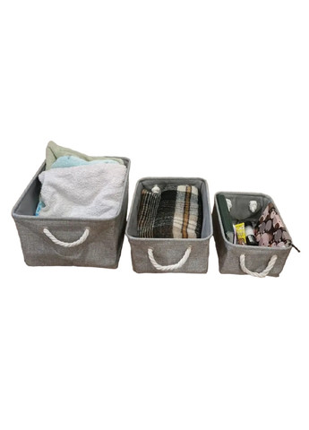 Комплект набор органайзеров коробов боксов для хранения вещей одежды белья игрушек 3 шт (475646-Prob) Серый Unbranded (269691128)