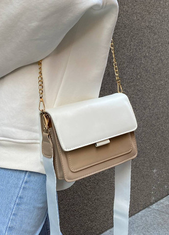 Женская сумка кросс-боди бежевая коричневая No Brand (268039599)