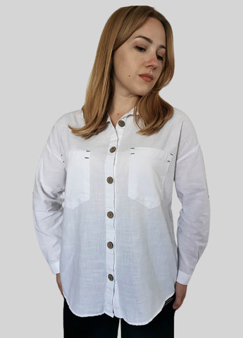 Сорочка жіноча оверсайз бавовна біла Luvete (259731657)