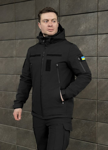 Черная демисезонная куртка motive с липучками черный Pobedov