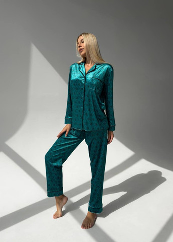 Зеленый демисезонный бархатная теплая Domino Женская пижама