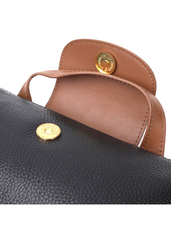 Стильная женская сумка с интересным клапаном из натуральной кожи 22252 Черная Vintage (276461687)