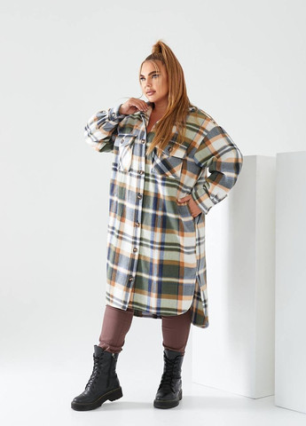 Оливковая (хаки) женская теплая рубашка цвет хаки р.48/50 440605 New Trend
