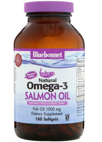 Natural Omega-3 Salmon Oil 1000 mg 180 Softgels BLB0953 Bluebonnet Nutrition (256720873)