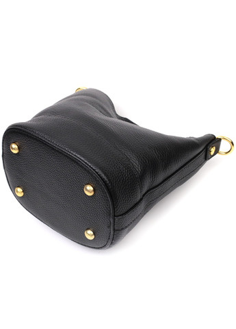 Шкіряна жіноча сумка з автономною косметичкою всередині 22363 Чорна Vintage (276461683)