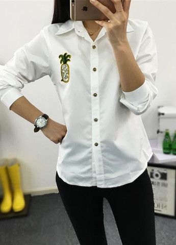 Белая женская блуза с вышивкою ананос FS