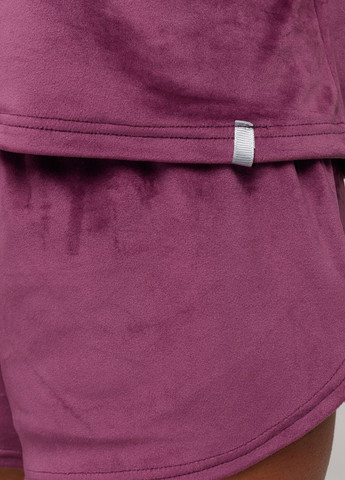 Бордова всесезон піжама жіноча велюрова футболка з шортами бордовий Maybel