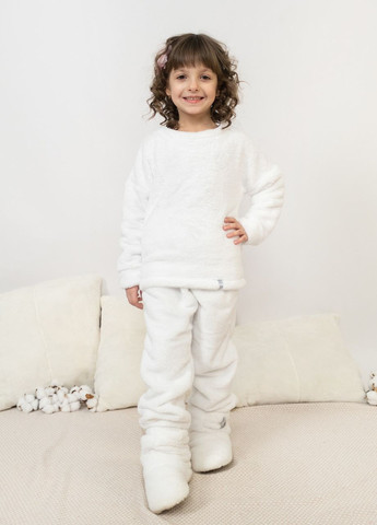 Белая пижама детская домашняя махровая кофта со штанами белый Maybel
