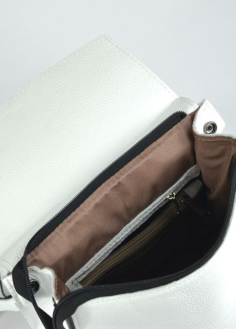 Біла шкіряна сумка рюкзак трансформер на плече, модний літній рюкзак з натуральної шкіри Serebro (266914627)