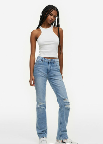 Женские джинсы Straight regular waist Н&М (55637) 36 Светло-синие H&M - (258744217)