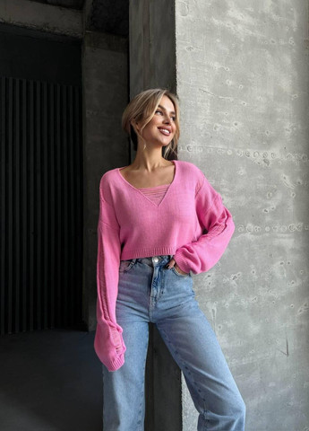 Розовый демисезонный свитер 2866 No Brand
