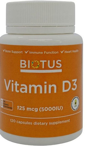 Vitamin D3, 5000 ME 120 Caps BIO-530098 Biotus (258499767)