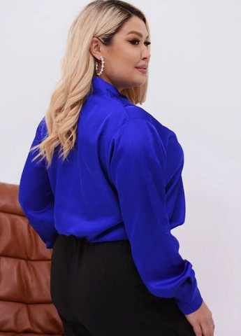 Синяя демисезонная блузка шелковая оверсайз LeVi