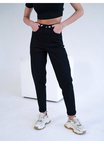 Женские полуприлегающие брюки MOM COTON TWILL Черные Teamv (276249676)