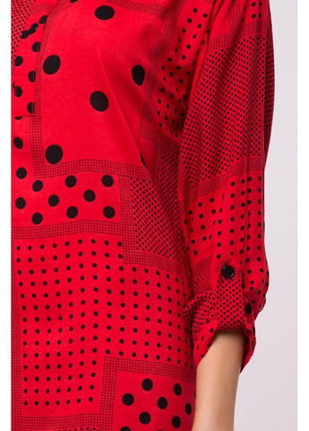 Красное повседневный платье-рубашка c2008s-6 рубашка Bon Voyage с геометрическим узором