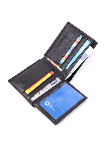 Стильний чоловічий гаманець із натуральної шкіри 22457 Чорний st leather (277980469)