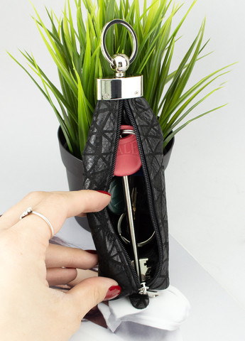 Подарунковий жіночий набір №72: косметичка + ключниця чорного кольору з геометричним орнаментом HandyCover (257340361)