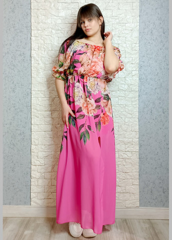 Розовое кэжуал платье Moda Italia с цветочным принтом