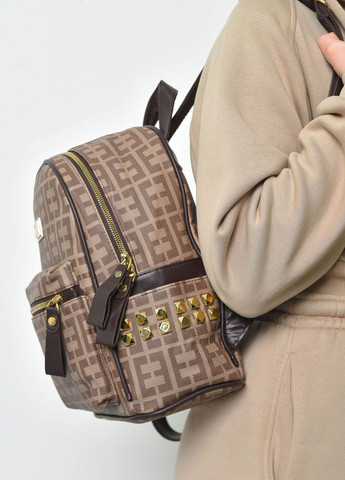 Рюкзак жіночий з принтом коричневого кольору Let's Shop (271518679)
