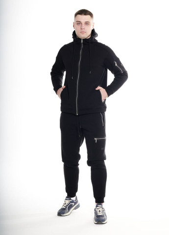 Зимовий спортивний костюм з начосом чорна кофта на змійці+ чорні штани Grand Vakko (267959758)