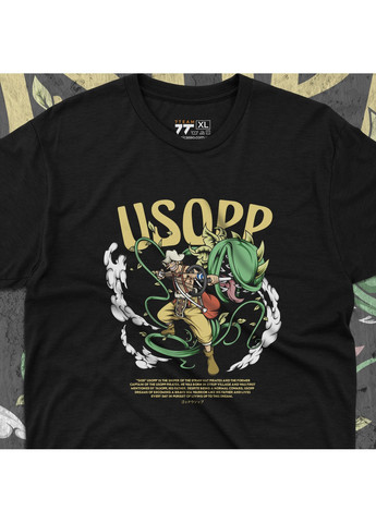 Чорна футболка з принтом ван піс - usopp No Brand