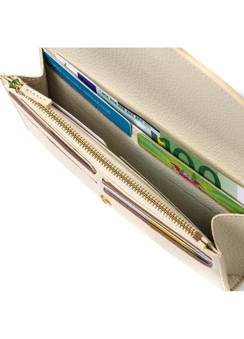 Интересный женский кошелек с монетницей на молнии из натуральной кожи 21965 Молочный Tony Bellucci (262158063)