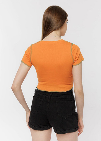 Оранжевая летняя женская короткая футболка слим цвет оранжевый цб-00219008 Divon