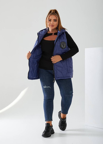 Женская жилетка с капюшоном цвет джинс р.48/50 440471 New Trend (261480816)