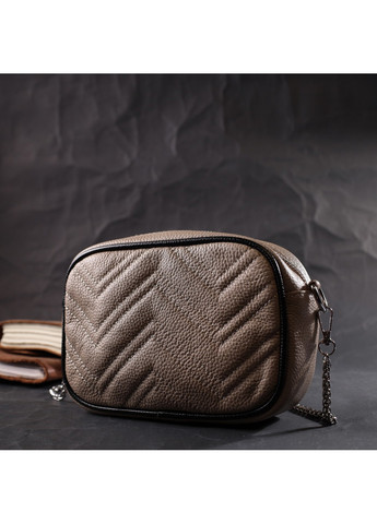 Жіноча вечірня сумка на ланцюжці з натуральної шкіри 22381 Бежева Vintage (276457651)